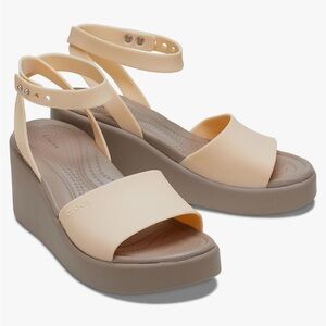 New - Crocs Women's Brooklyn Ankle Strap Wedges Sandal - Women 6